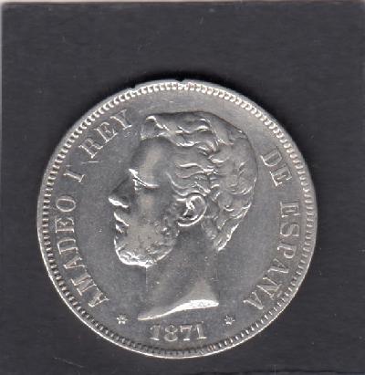 Beschrijving: 5 Pesetas  AMADEO I